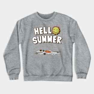 Hello Summer Funny Summer Sun Frozen Snowman Outdoors Cartoon Crewneck Sweatshirt